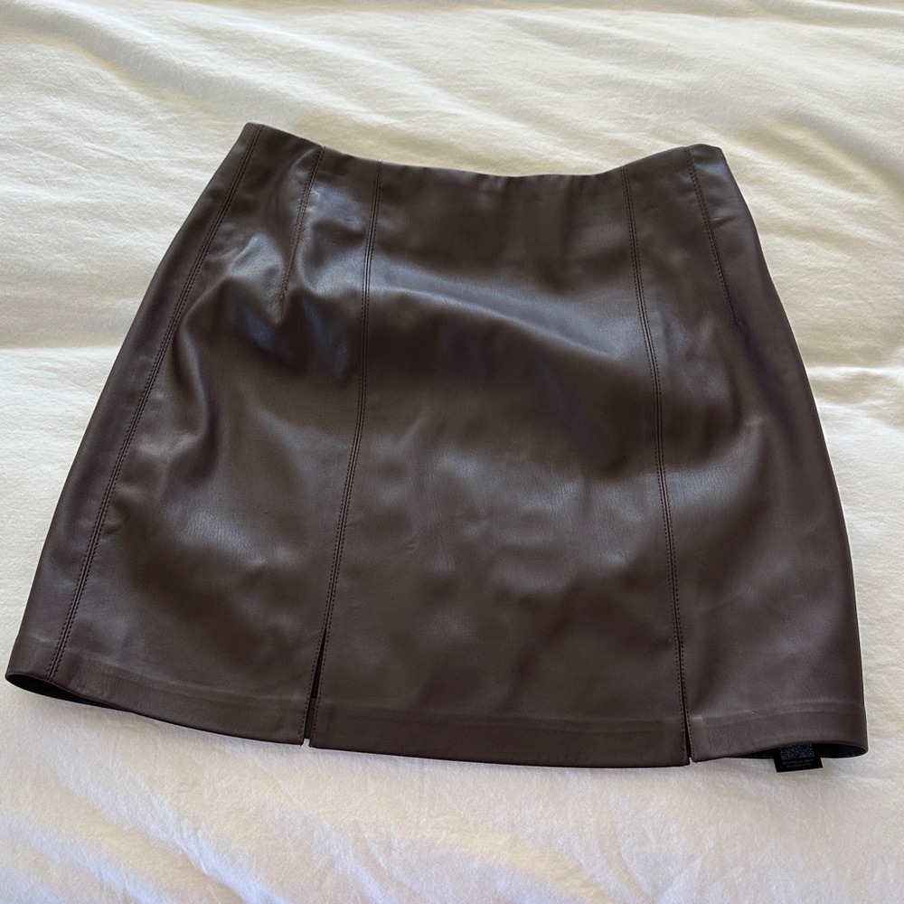Topshop Dark Purple Leather Mini Skirt